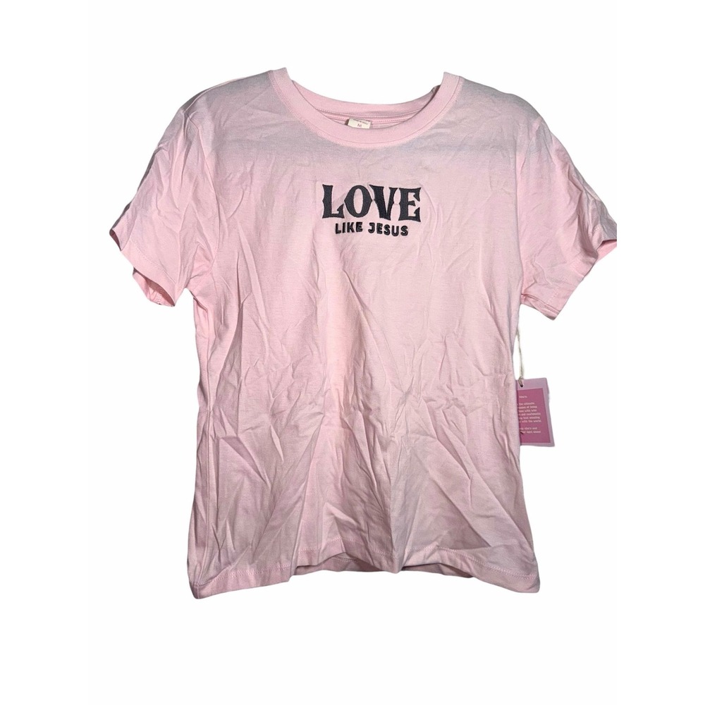 Vibe'n Women Pink Love Like Jesus Graphic Tee Shirt Size M New
